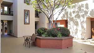 Emerson apartment complex exterior lounge area